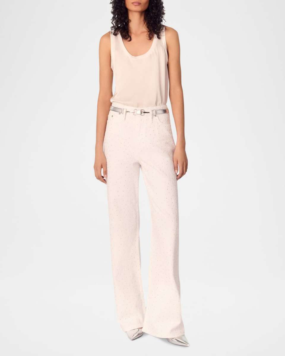 Wide-Leg Rhinestone Jeans